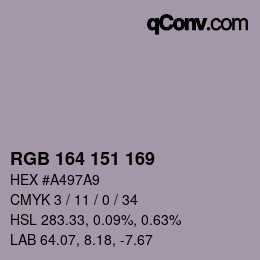 Color code: RGB 164 151 169 | qconv.com