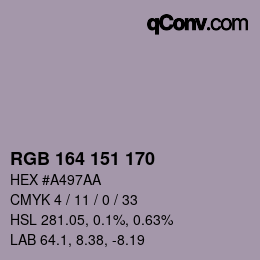 Color code: RGB 164 151 170 | qconv.com