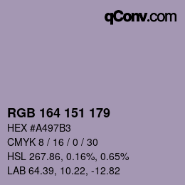 Color code: RGB 164 151 179 | qconv.com