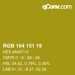 Color code: RGB 164 151 19 | qconv.com