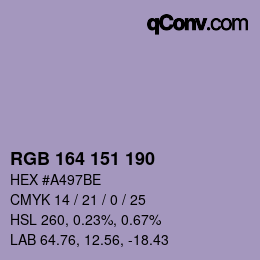 Color code: RGB 164 151 190 | qconv.com