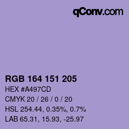 カラーコード: RGB 164 151 205 | qconv.com