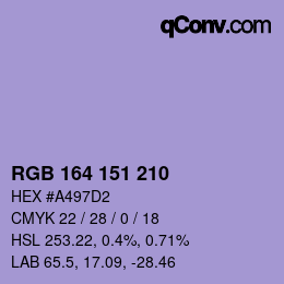 Color code: RGB 164 151 210 | qconv.com