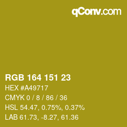 Color code: RGB 164 151 23 | qconv.com