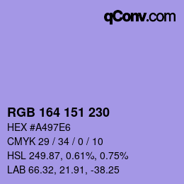 Color code: RGB 164 151 230 | qconv.com