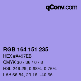 カラーコード: RGB 164 151 235 | qconv.com