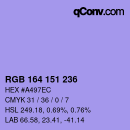 カラーコード: RGB 164 151 236 | qconv.com