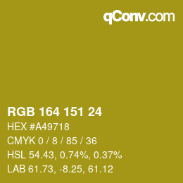 Color code: RGB 164 151 24 | qconv.com