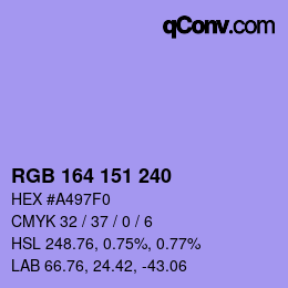 Color code: RGB 164 151 240 | qconv.com