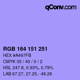 Color code: RGB 164 151 251 | qconv.com