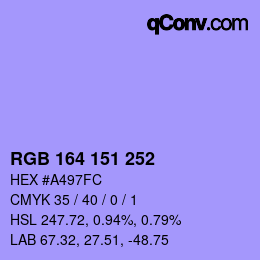Color code: RGB 164 151 252 | qconv.com