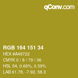 Color code: RGB 164 151 34 | qconv.com