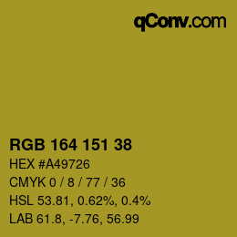 カラーコード: RGB 164 151 38 | qconv.com