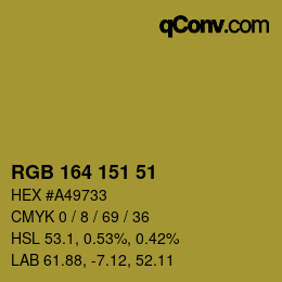 カラーコード: RGB 164 151 51 | qconv.com