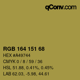 Color code: RGB 164 151 68 | qconv.com