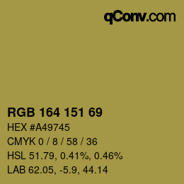 Color code: RGB 164 151 69 | qconv.com
