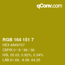 Color code: RGB 164 151 7 | qconv.com