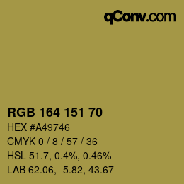 Color code: RGB 164 151 70 | qconv.com