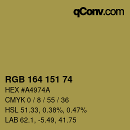 Color code: RGB 164 151 74 | qconv.com