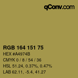 カラーコード: RGB 164 151 75 | qconv.com