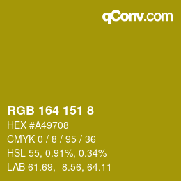 Color code: RGB 164 151 8 | qconv.com