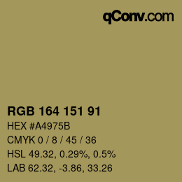 Color code: RGB 164 151 91 | qconv.com