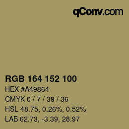 Color code: RGB 164 152 100 | qconv.com