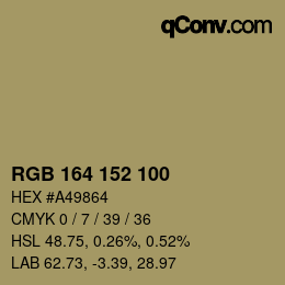 カラーコード: RGB 164 152 100 | qconv.com