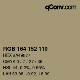 カラーコード: RGB 164 152 119 | qconv.com