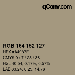 Color code: RGB 164 152 127 | qconv.com