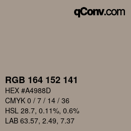 Color code: RGB 164 152 141 | qconv.com