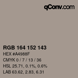 颜色代码: RGB 164 152 143 | qconv.com