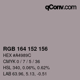 颜色代码: RGB 164 152 156 | qconv.com