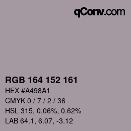 颜色代码: RGB 164 152 161 | qconv.com