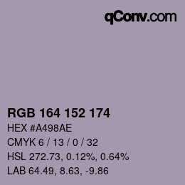 カラーコード: RGB 164 152 174 | qconv.com