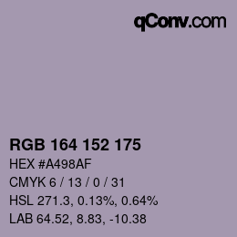 颜色代码: RGB 164 152 175 | qconv.com