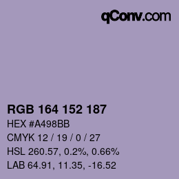 Color code: RGB 164 152 187 | qconv.com