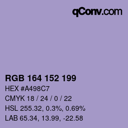カラーコード: RGB 164 152 199 | qconv.com