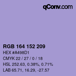 Color code: RGB 164 152 209 | qconv.com