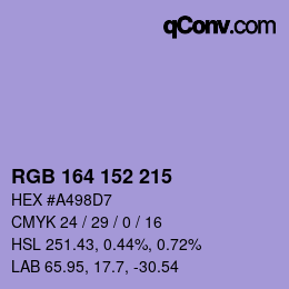 颜色代码: RGB 164 152 215 | qconv.com