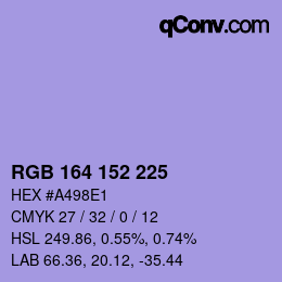 Color code: RGB 164 152 225 | qconv.com