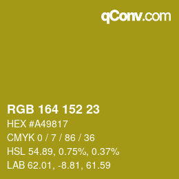 Color code: RGB 164 152 23 | qconv.com