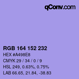 Color code: RGB 164 152 232 | qconv.com
