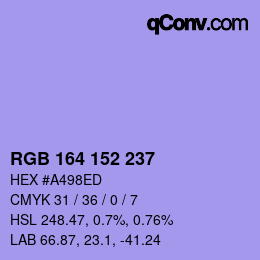 Color code: RGB 164 152 237 | qconv.com