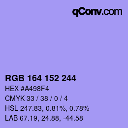 カラーコード: RGB 164 152 244 | qconv.com