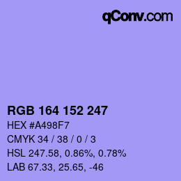 Color code: RGB 164 152 247 | qconv.com