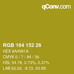 カラーコード: RGB 164 152 26 | qconv.com