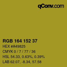 Color code: RGB 164 152 37 | qconv.com