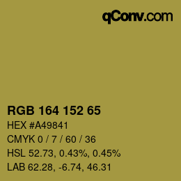 Color code: RGB 164 152 65 | qconv.com