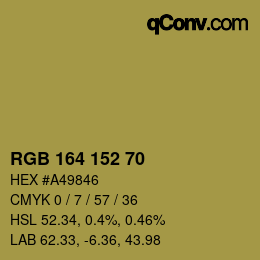 Color code: RGB 164 152 70 | qconv.com